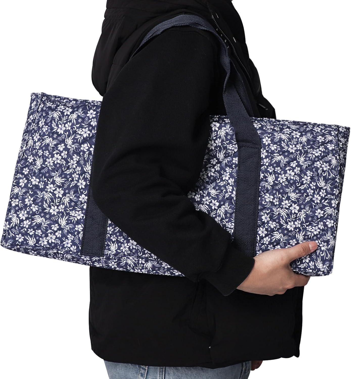 Empty Mahjong Bag, Blue Soft Printed American Mahjong Bag with Two Wrappers (Case Only)