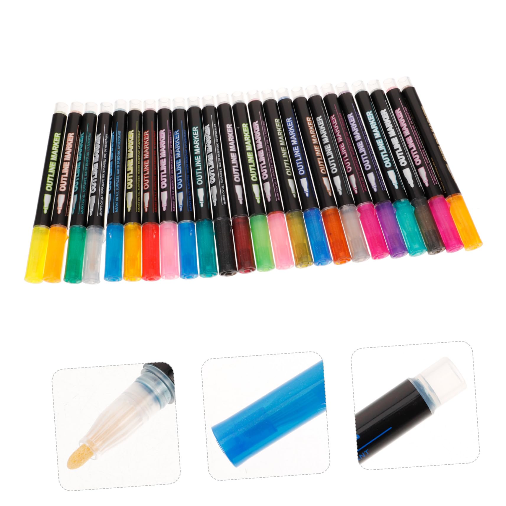 Pennarelli Glitter 24pezzi Plastico Doppio Colore per Documenti