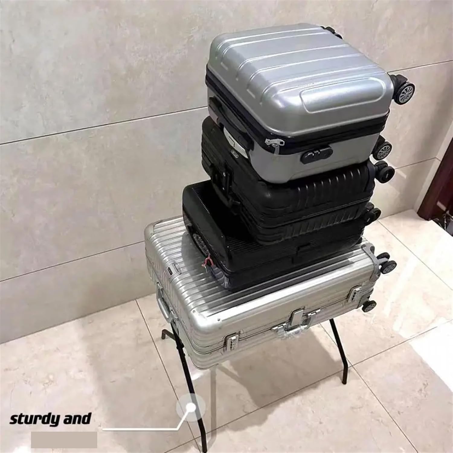 Luggage Rack Luggage Rack Suitcase Holder for Guest Room Suitcase Stand Steel Frame Foldable Easy Storage Thick Metal Heybly Luggage Rack for Home,Travel