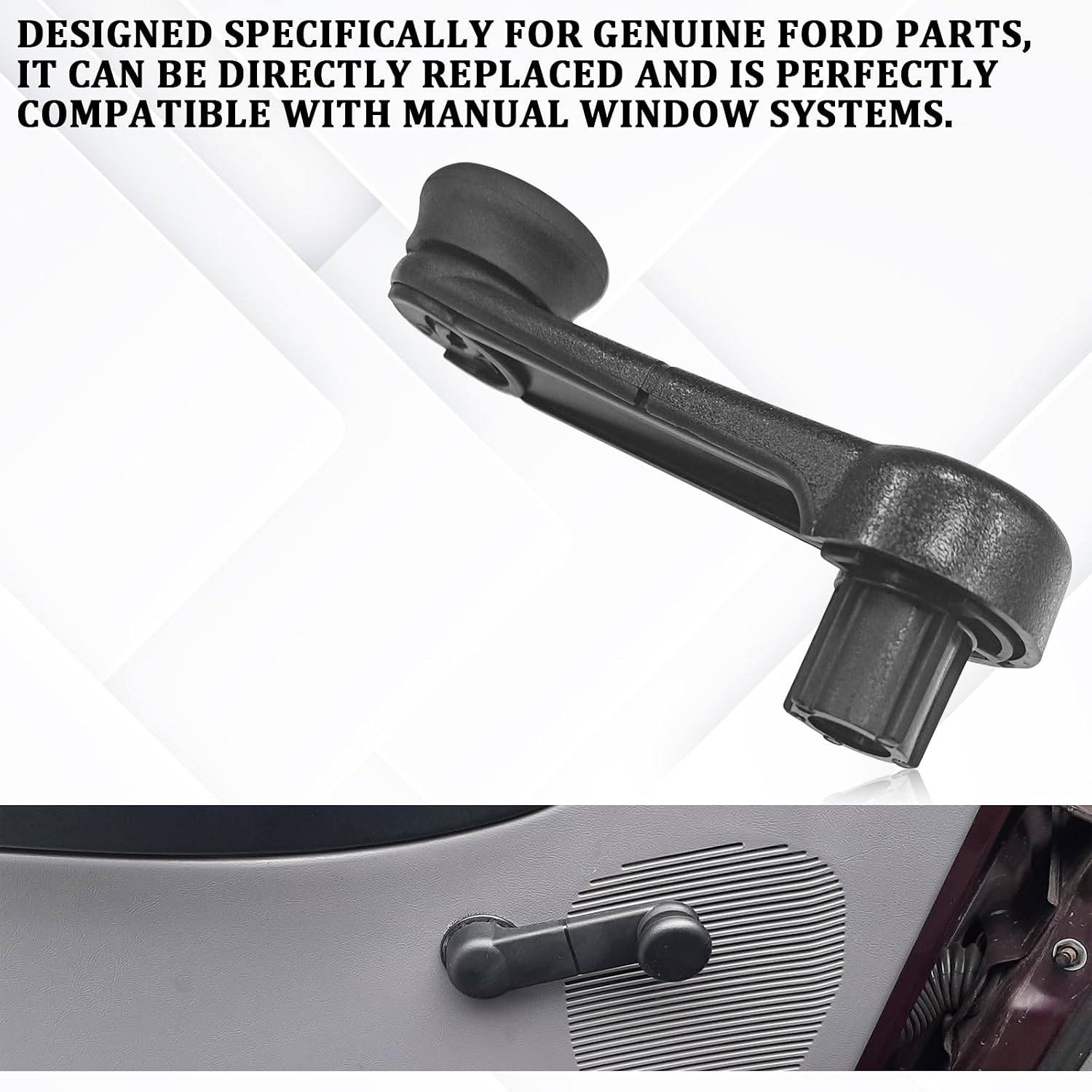 Ford Window Crank Handle Replacement for Mustang Bronco F150 F250 F350 Super Duty Econoline Ranger, Heavy Duty Replacement Interior Door Window Handle Kit Smooth Manual Operation F37Z1023342A