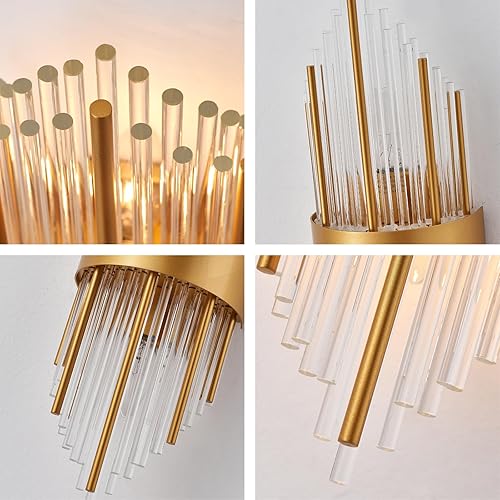 Miniatura 6 de Apliques de pared de latón, lámpara de pared de cristal de cristal, lámpara de pared moderna para dormitorio, baño, tocador, pasillo, juego de dos,