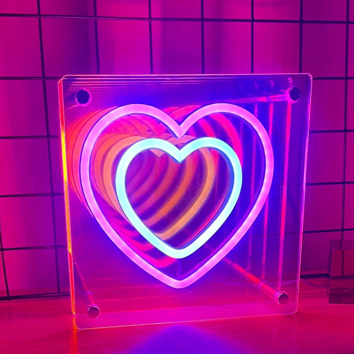 Attivolife Infinity Heart Neon Sign, Light up Pink Love Neon Lamp, Romantic Rainbow LED Lightbox with USB Power, Art Desk Bedroom Wall Decor, Best Valentine's Day Wedding Birthday Gift for Girl Women