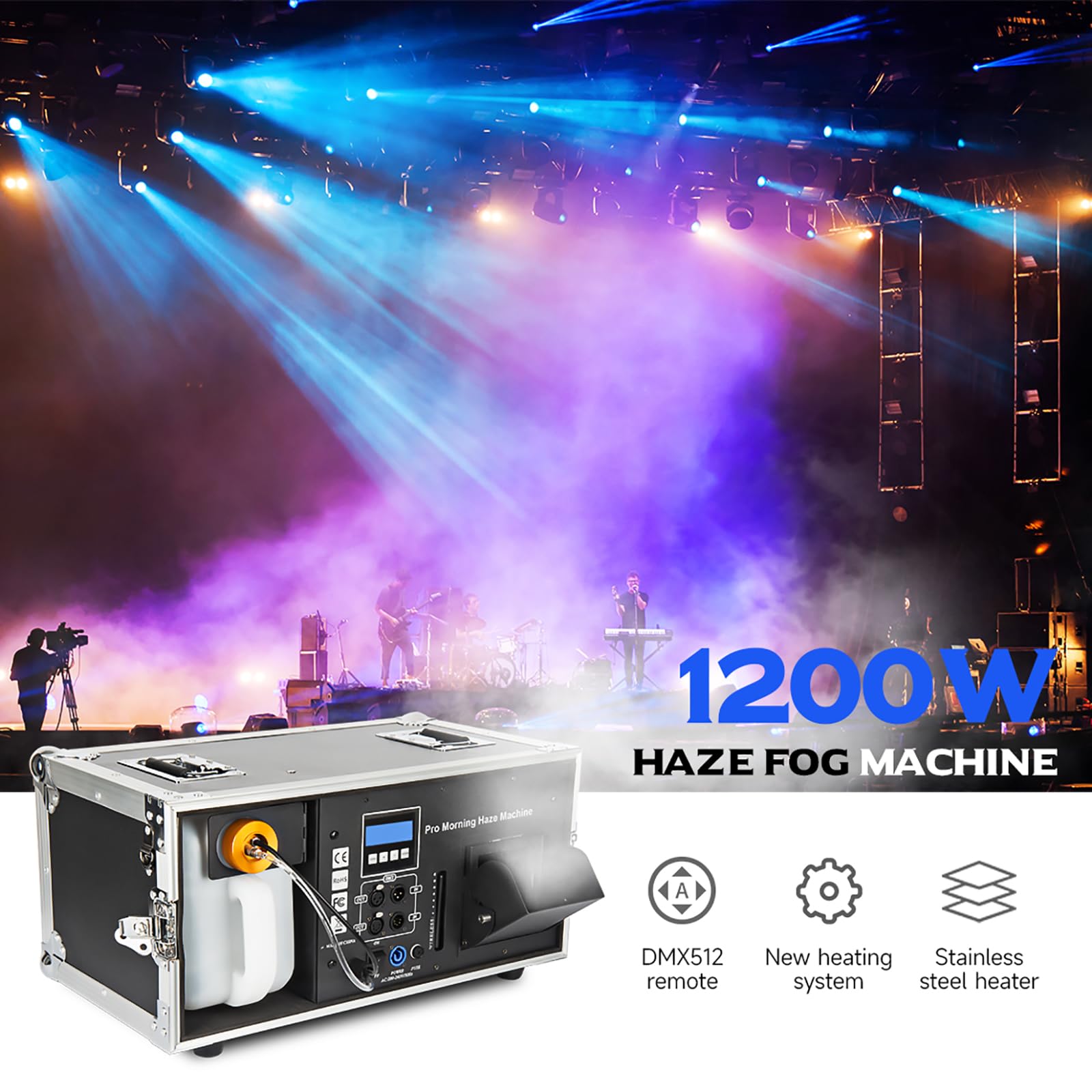 Máquina De Niebla Matutina, Potente Generador De Niebla De 1200 W con Control DMX 512, Máquina De Humo para Escenarios, Bares, Discotecas, Equipos De DJ