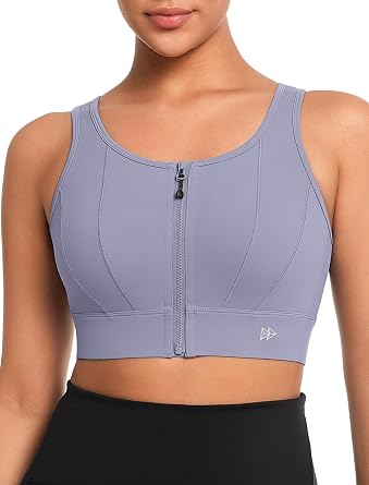 Yvette Front Closure High Impact Sports Bra for Women | Cup Sizes A to DDD Up to 5XL, Sewn in Pads, No Underwire, Breathable Fabric Moisture-Wicking, Easy on and off, Full Coverage
