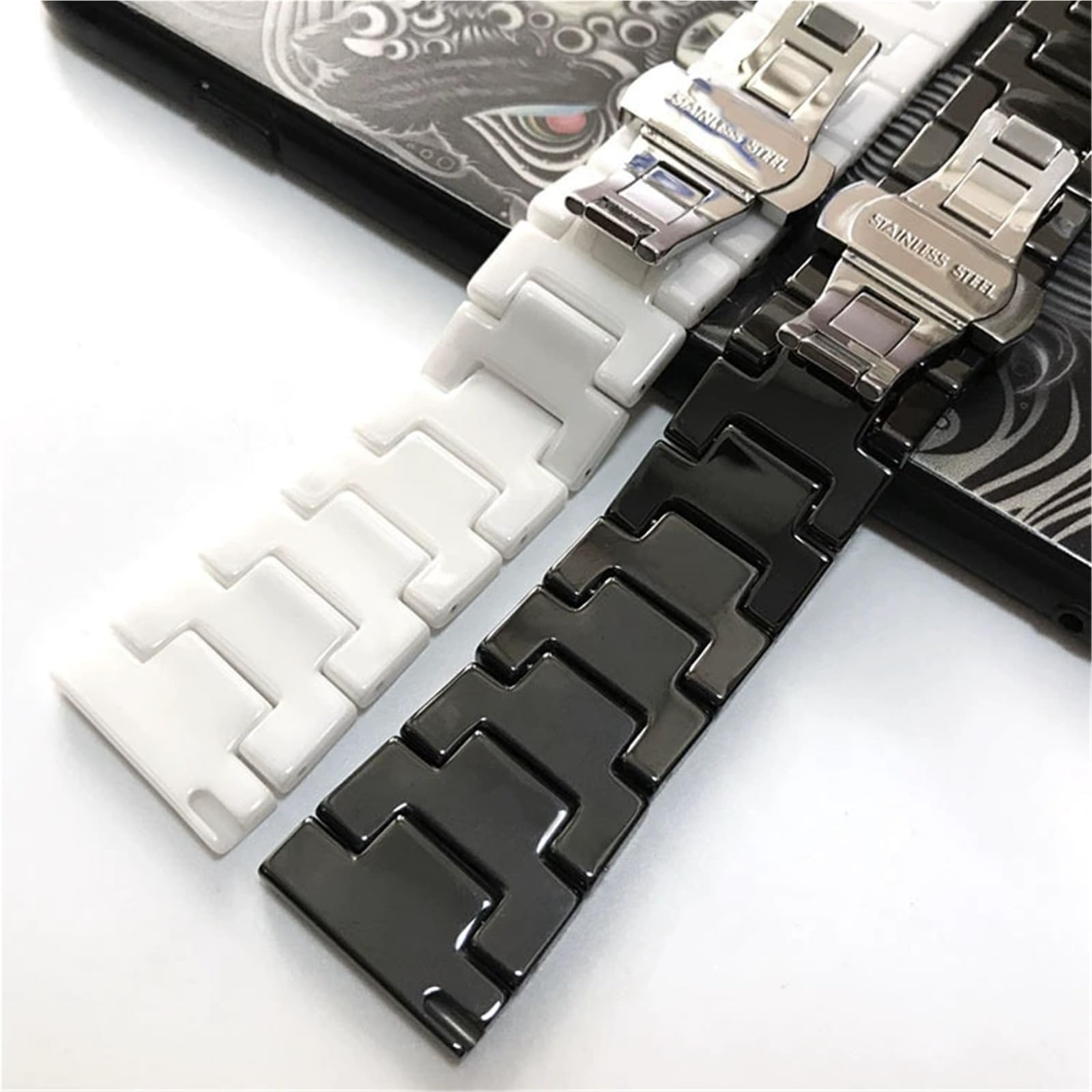 Bracelet de montre de rechange universel en céramique à dégagement rapide 18 mm (blanc, 20 mm)