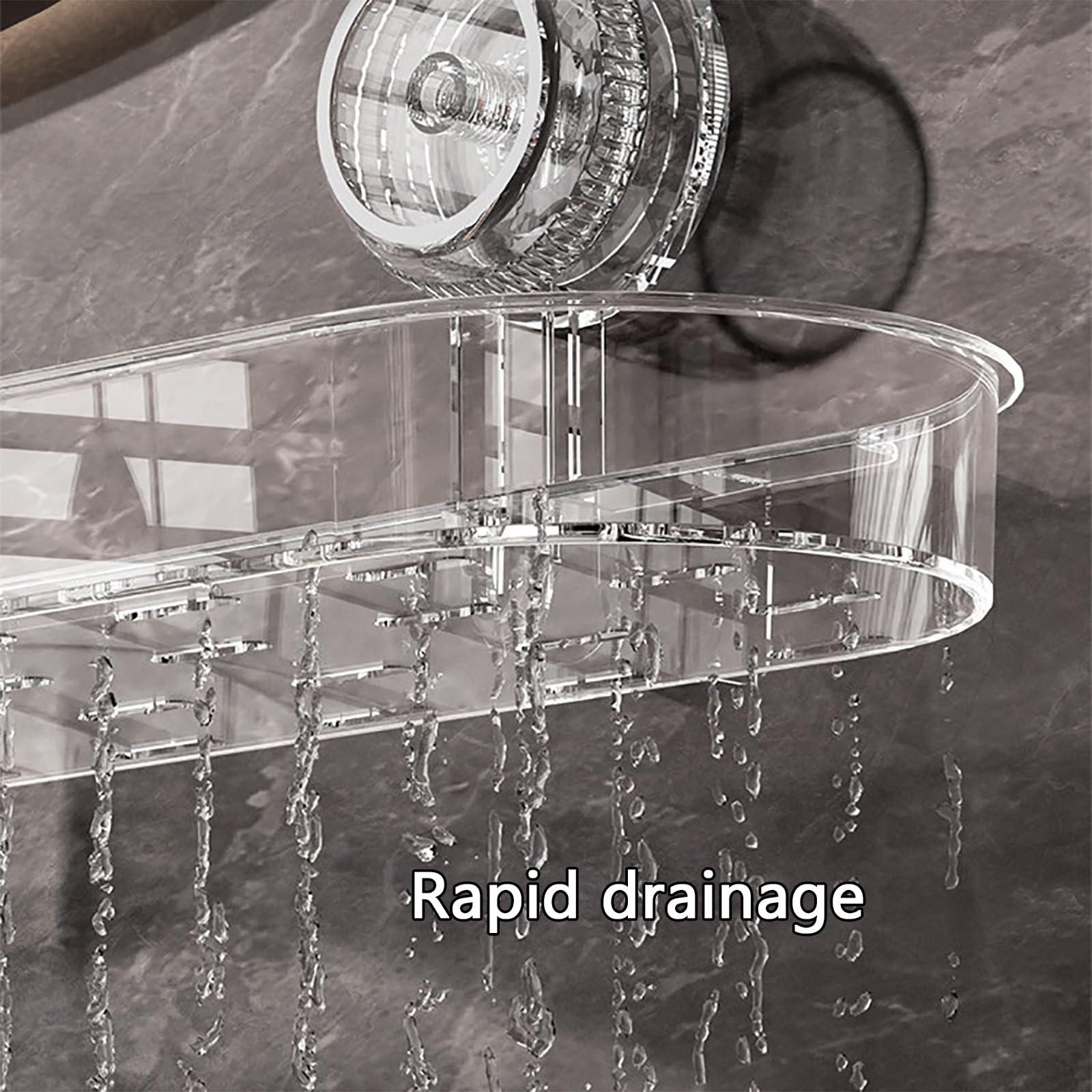 Waschbeckenablage Ohne Bohren, Saugnapf-Ablage für Hinter Das Waschbecken, Wasserfest und Langlebig, mit Drainage-Design(Clear)