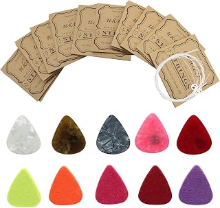 Hordion 10 Set Nylon Ukulele Strings with 5 Felt and 5 ABS Picks | Strings Accessories Kit for Soprano (21 Inch) Concert (23 Inch) Tenor (26 Inch) Ukulele