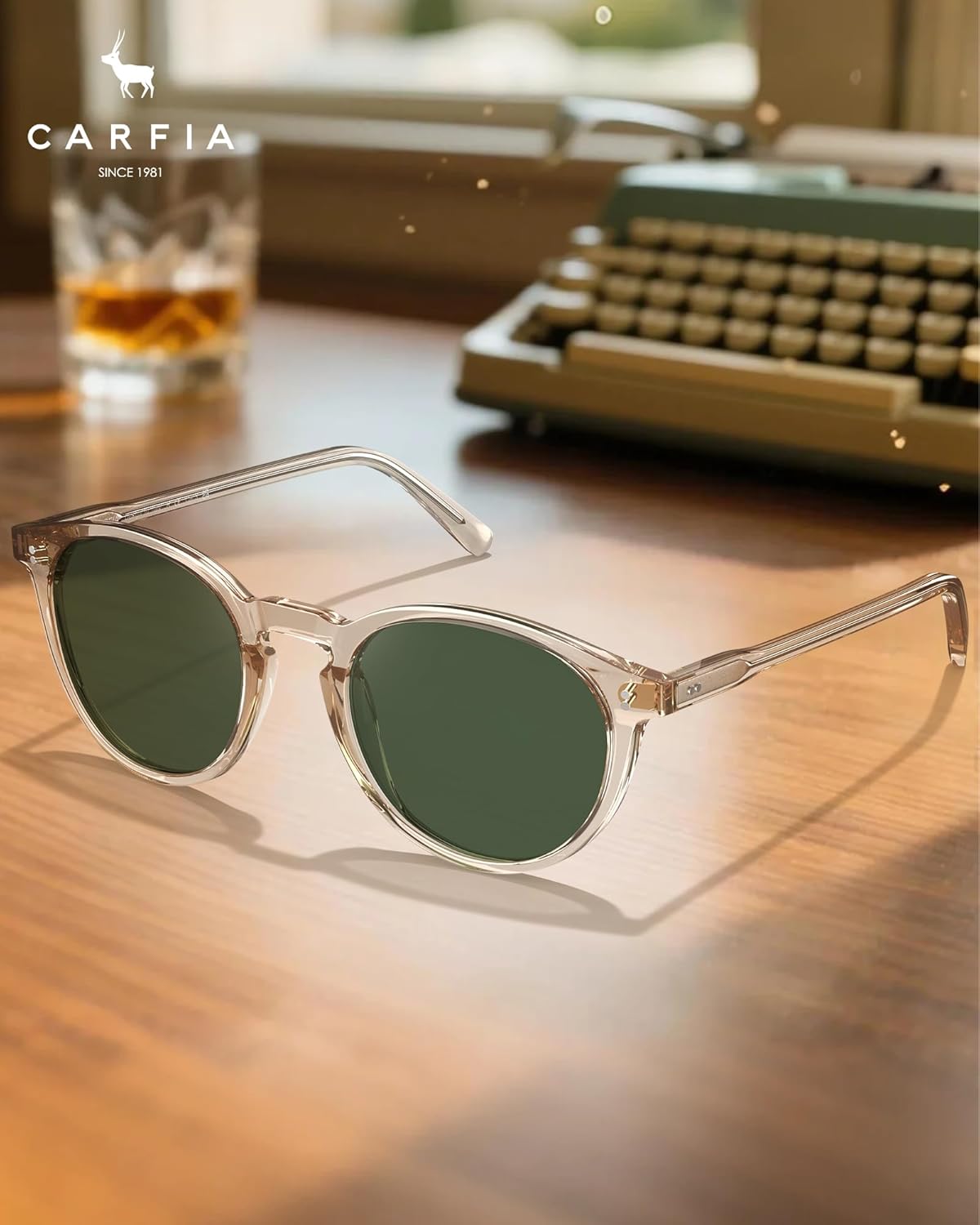 CARFIA Round Polarized Sunglasses for Women UV Protection Acetate Frame Classic Retro Style CA2302 - Image 3