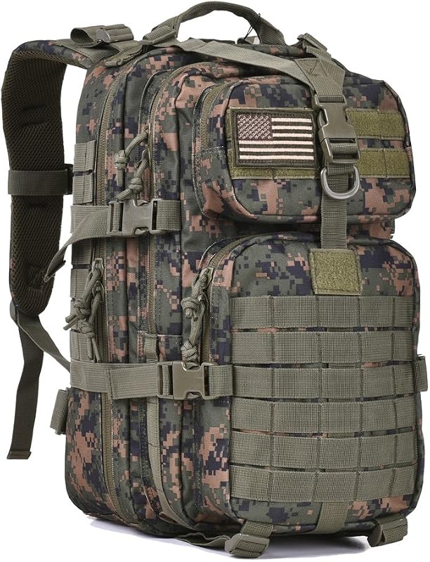 Mochila táctica REEBOW GEAR de 38 L para hombre, bolsa militar para insectos de 3 días | Camuflaje verde, mochilas grandes y resistentes, correas MOLLE, mochila deportiva de supervivencia, para deportes al aire libre, senderismo y senderismo