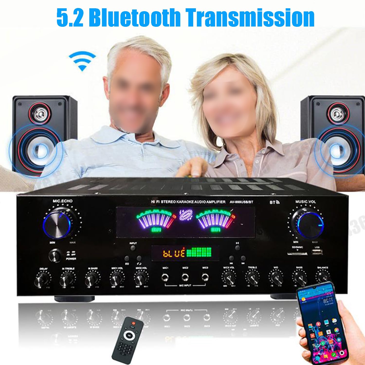Equalizzatore grafico con Bluetooth 5.4, analizzatore di spettro a 31 bande, decodifica audio digitale coassiale ottico, riduzione del rumore per karaoke domestico e studio di registrazione