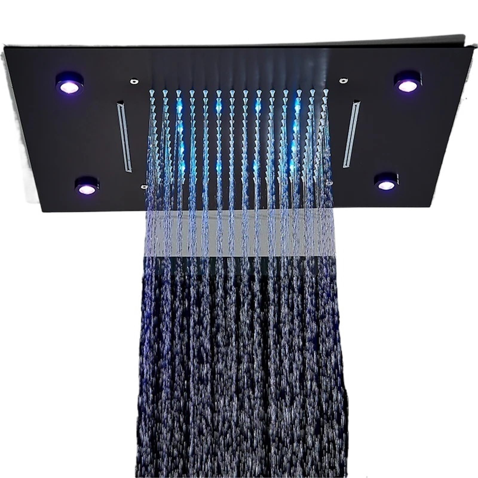 Luksusowy wodospad deszcz lampa LED głowica prysznicowa 49 * 35 cm wbudowany sufit kolorowe prysznice łazienkowe (matowa czerń)