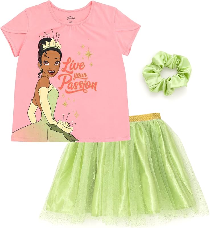 Conjunto de remera y pollera tutú para niña de princesa con coletero para niños pequeños y grandes