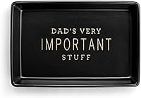 Vista 1 de DEMDACO Dad's Very Important Stuff - Bandeja decorativa de cerámica negra mate de 6 x 4 pulgadas