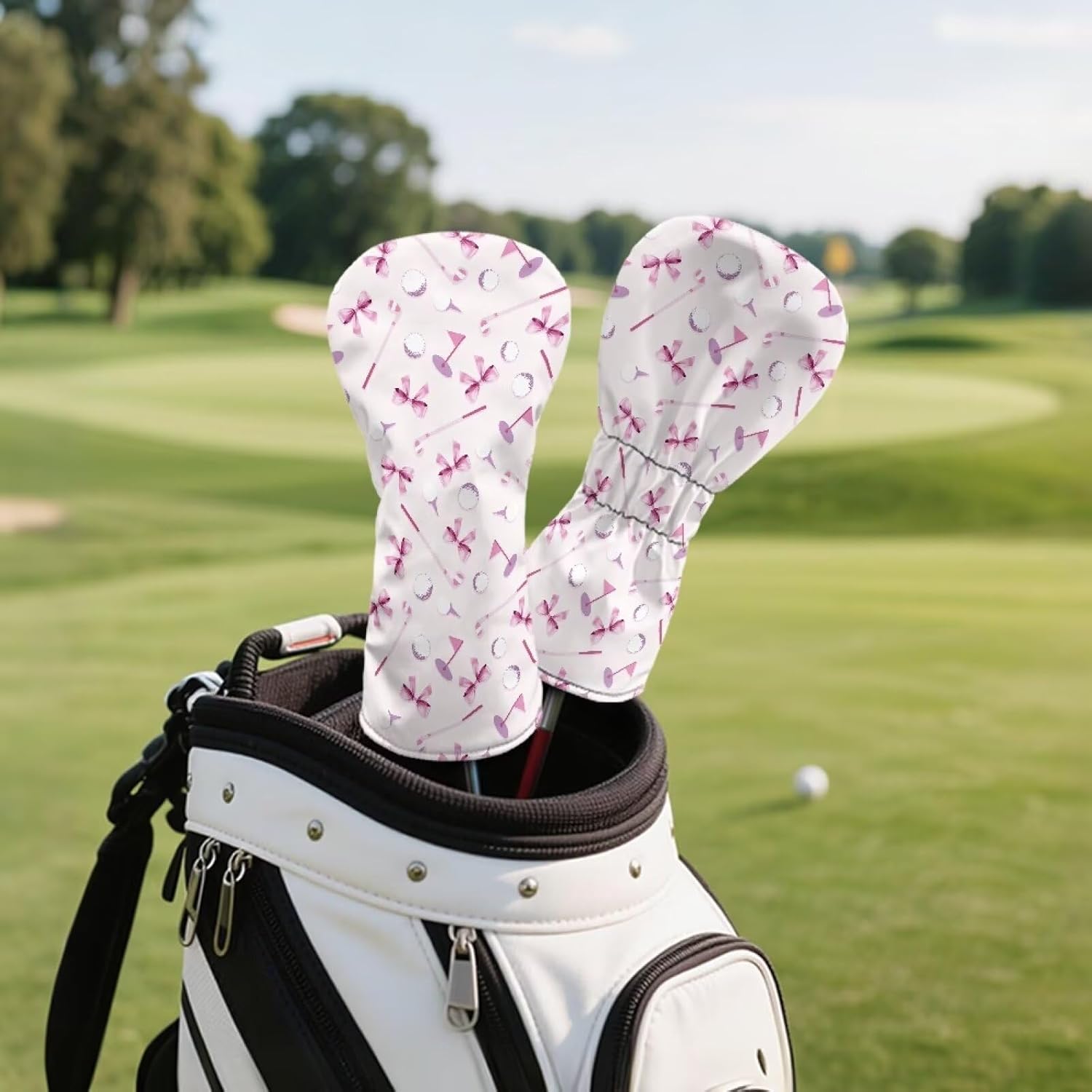 Rnyleeg Golf Club Head Covers for Women Driver Head Cover Leather Fairway Wood Headcover Hybrid Headcovers for Golf Clubs