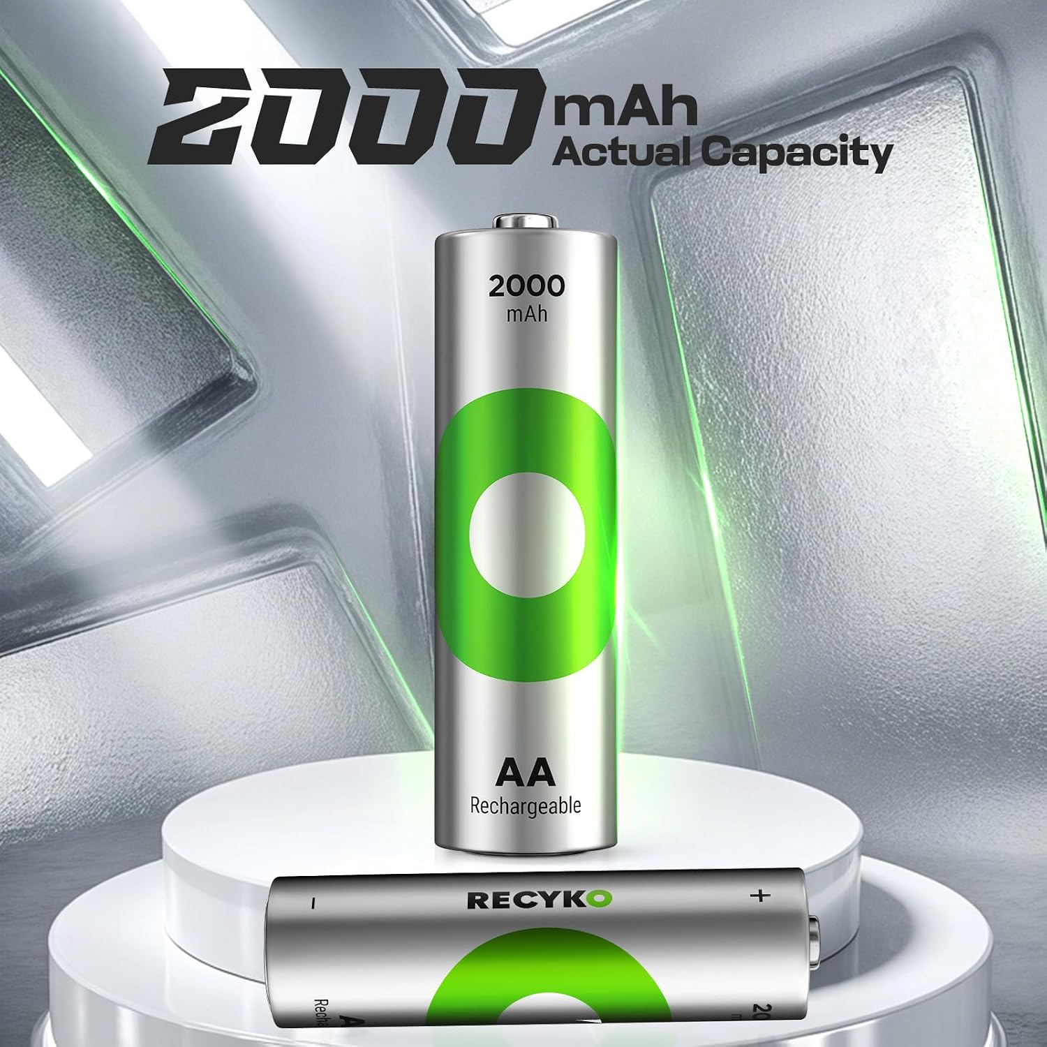 Rechargeable AA Batteries 2000mAh – Pre-Charged – Re-use 1000+ Times – Retains Power After 6 Years –Rechargeable NiMH Battery AA – Pack of 8