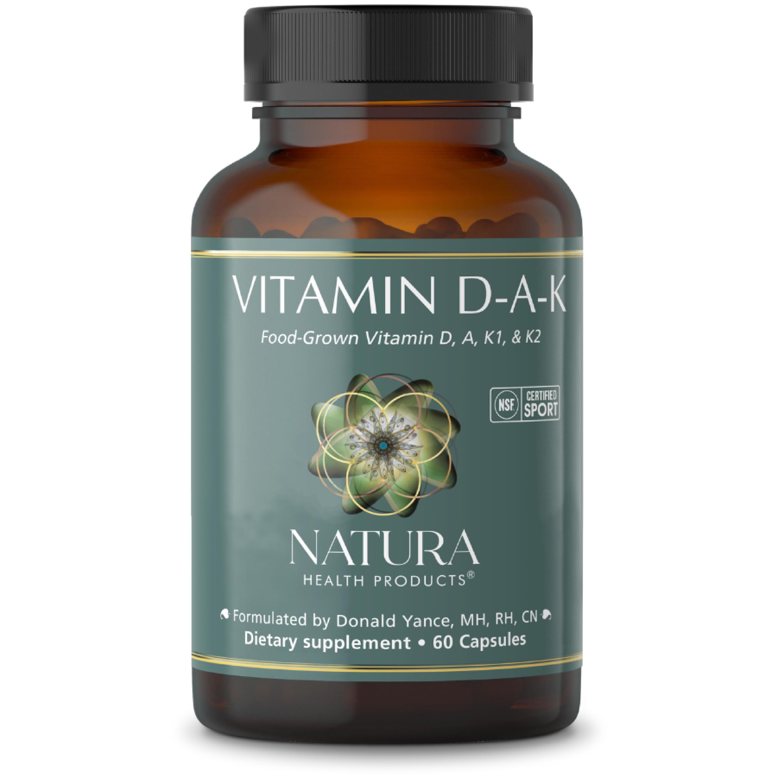 Produits de santé Natura D-A-K (ADK) – D3 5000 UI, K2 50 mcg, K1 550 mcg et vitamine A 1000 UI – Soutien osseux, cardiaque et immunitaire – Métabolisme du calcium gras soluble – 60 capsules végétariennes