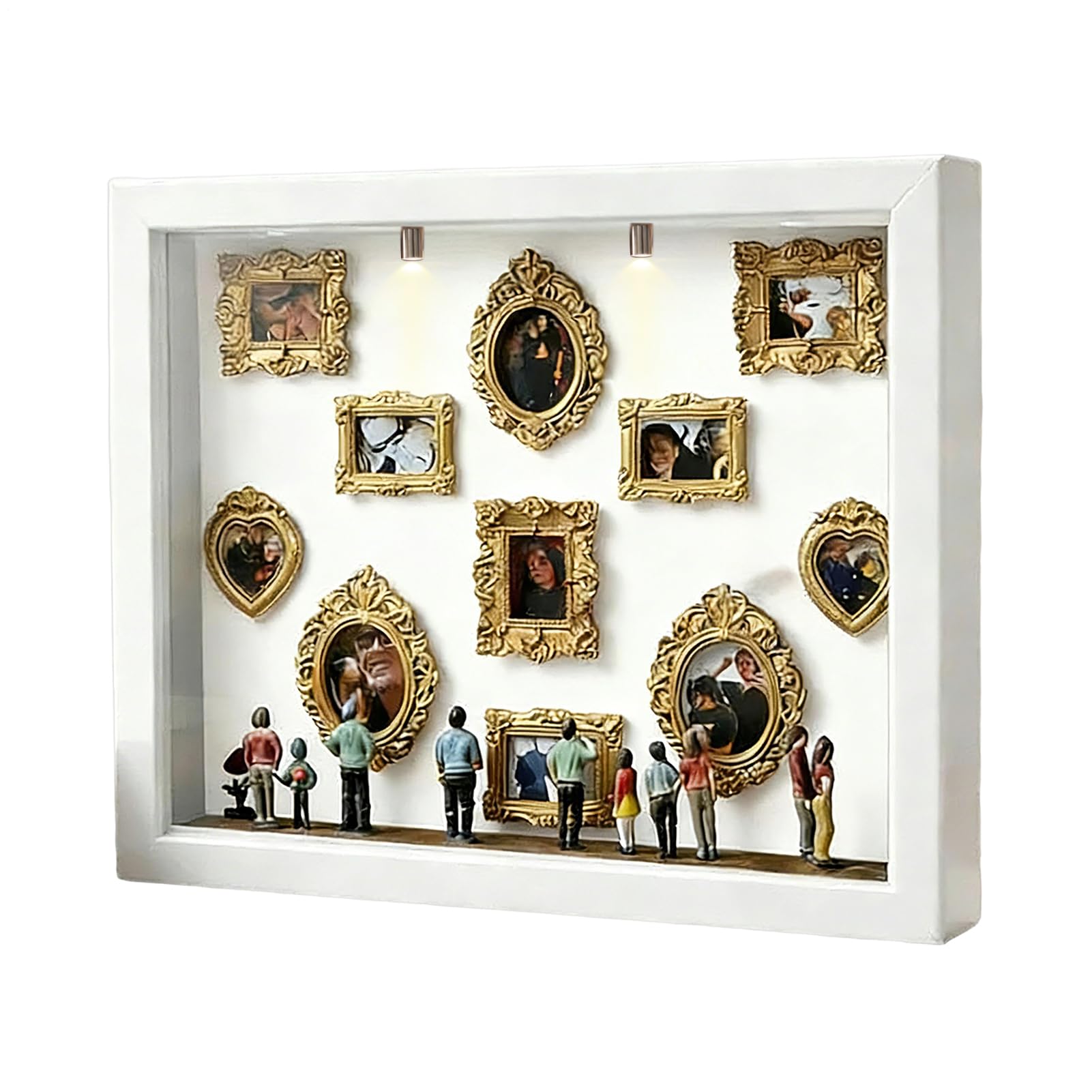 Personalisierbarer Schattenrahmen für Paare – Mini Museum Kit DIY mit Silhouette, Display für Fotos kleine Box Silhouette Museum DIY Miniatur Speicher Dekoration | Mini Museum