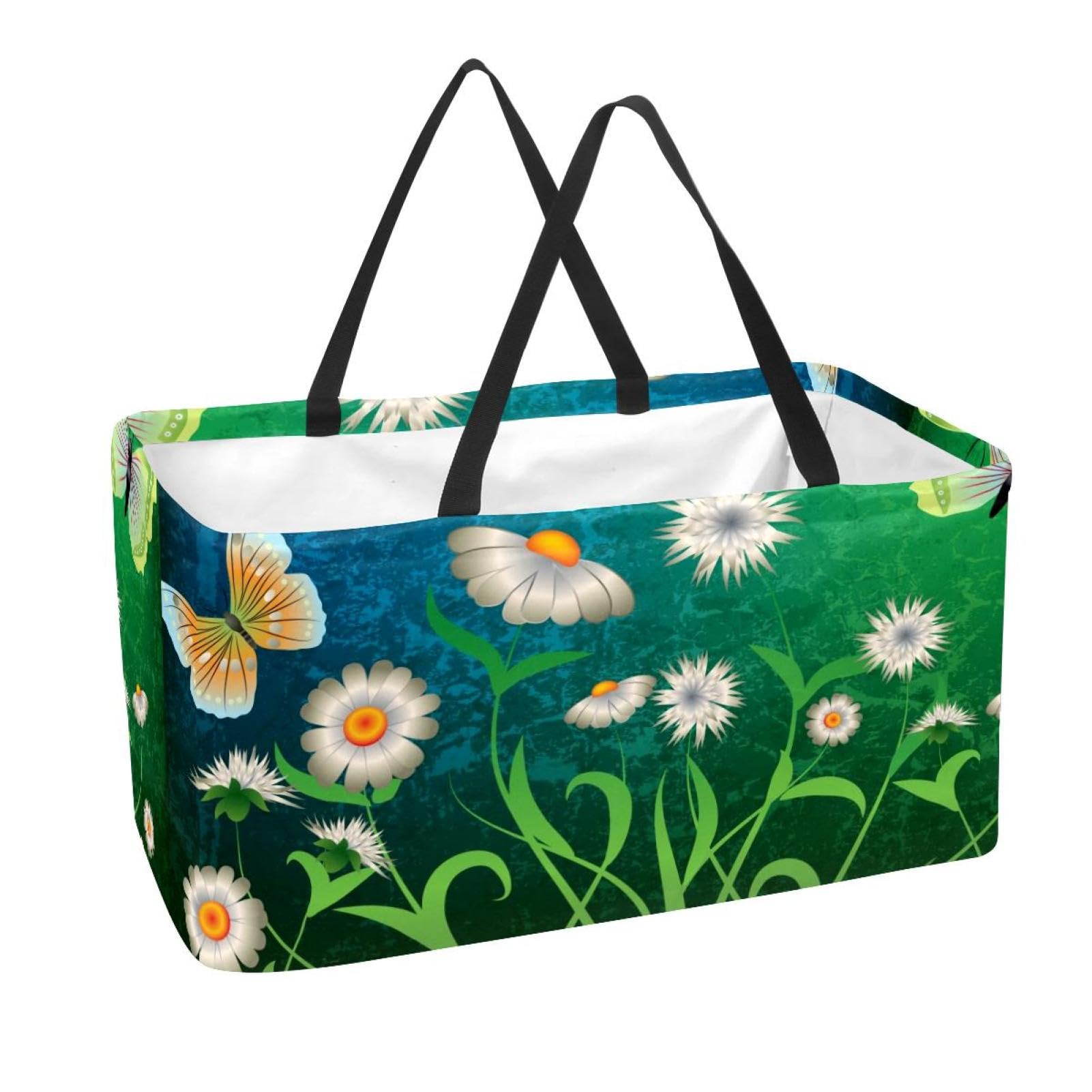 Sacs d'épicerie réutilisables pour ne plus manquer de place, sac fourre-tout lavable fleuri