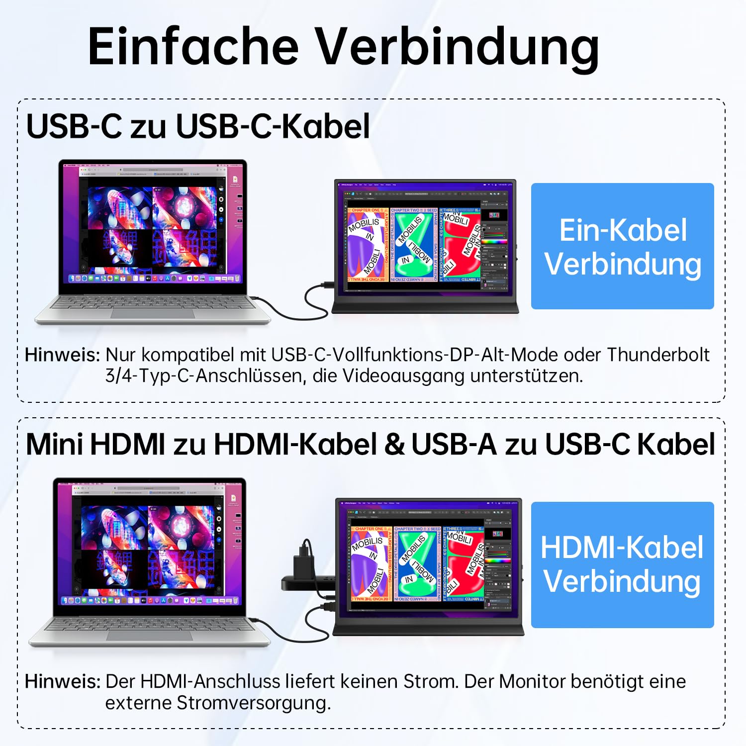 CAPERAVE Mini Portable Monitor 10,5 Zoll 1920x1280 FHD IPS Bildschirm, USB C HDMI tragbarer Gaming-Monitor, Mobiler Monitor für Laptops,PCs,Phone,Mac,Xbox,PS4,Switch, mit Schutzhülle