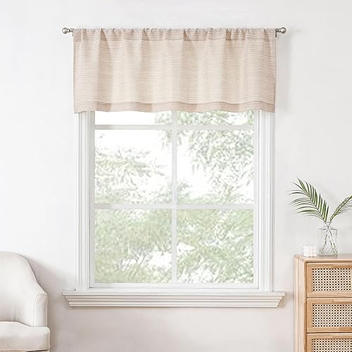 Valea Home Chenile - Cortinas de cocina de lino a rayas de 36 pulgadas de largo, rústicas, rústicas, cortas, cortinas de café para ventana pequeña, Valea Home Chenile - Cortinas de cocina de lino a rayas de 36 pulgadas de largo, rústicas, rústicas, cortas, cortinas de café para ventana pequeña,
