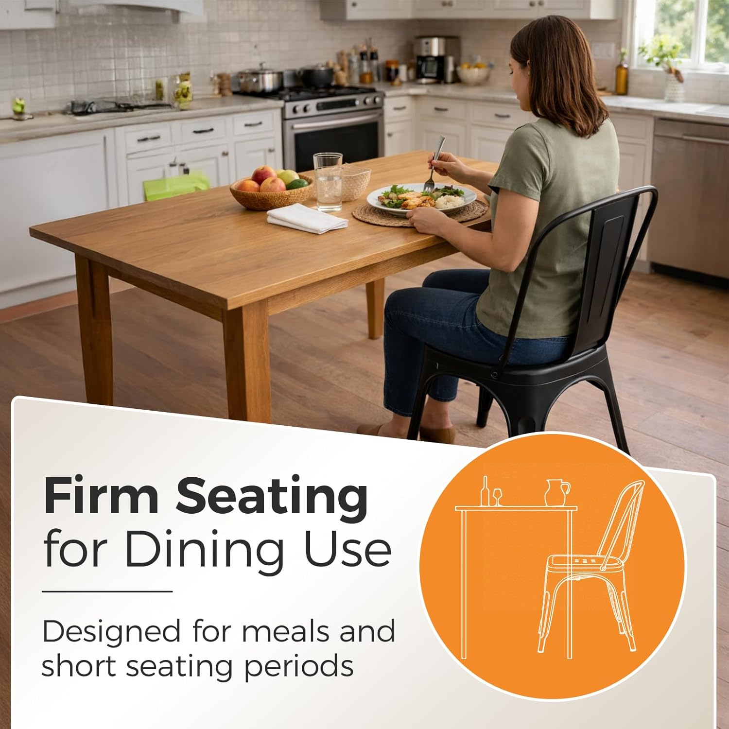 Metal Dining Chairs Set of 2,Stackable Tolix Chair Indoor/Outdoor for Kitchen,Cafe,Restaurant,Bistro & Patio Multiple Colors(Matte Black)