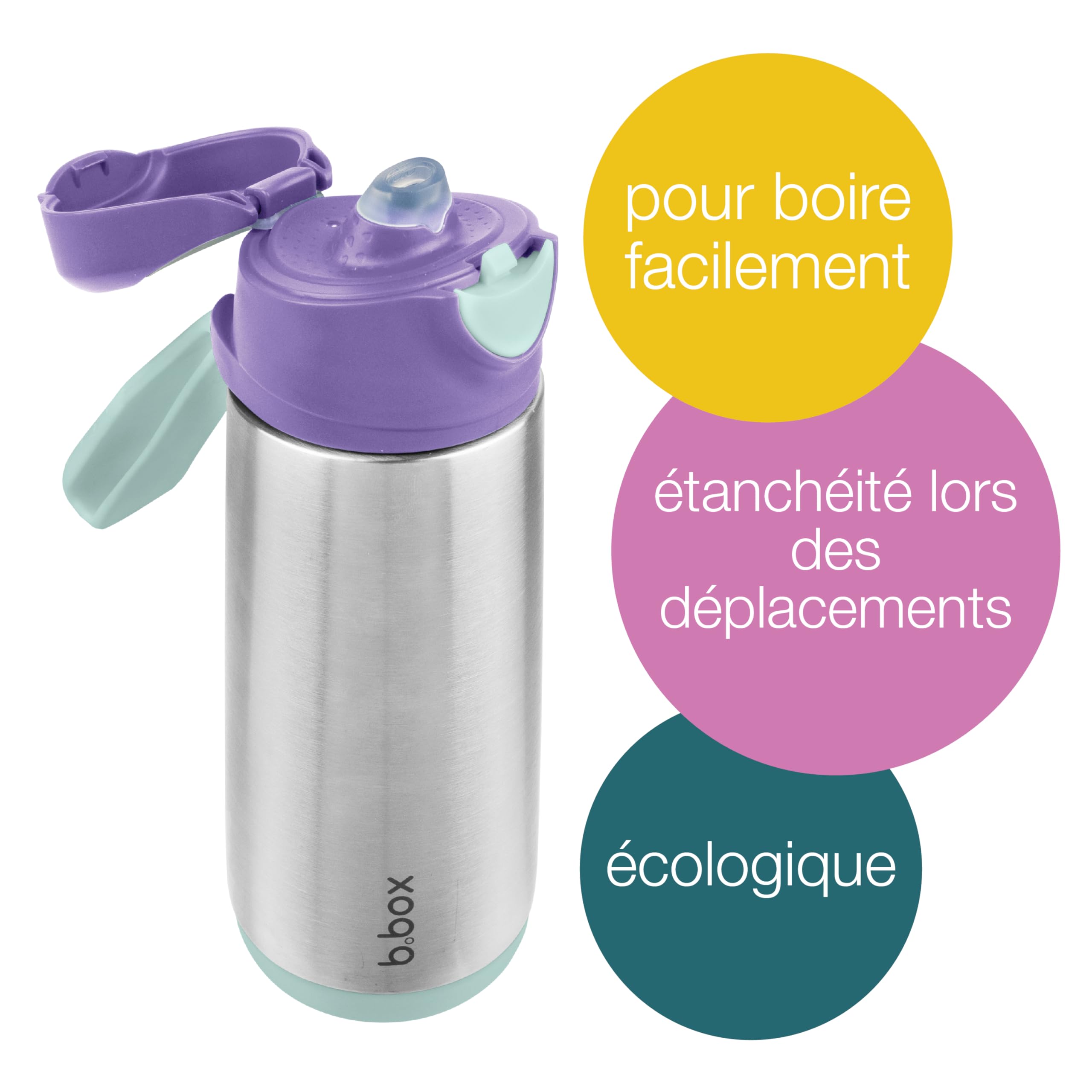 b.box Gourde Sport Isotherme à Bec | Inclinez la Bouteille et Sirotez votre Boisson | Conserve les Boissons Froides jusqu'à 15 Heures, Chaudes jusqu'à 8 Heures | 500 ml