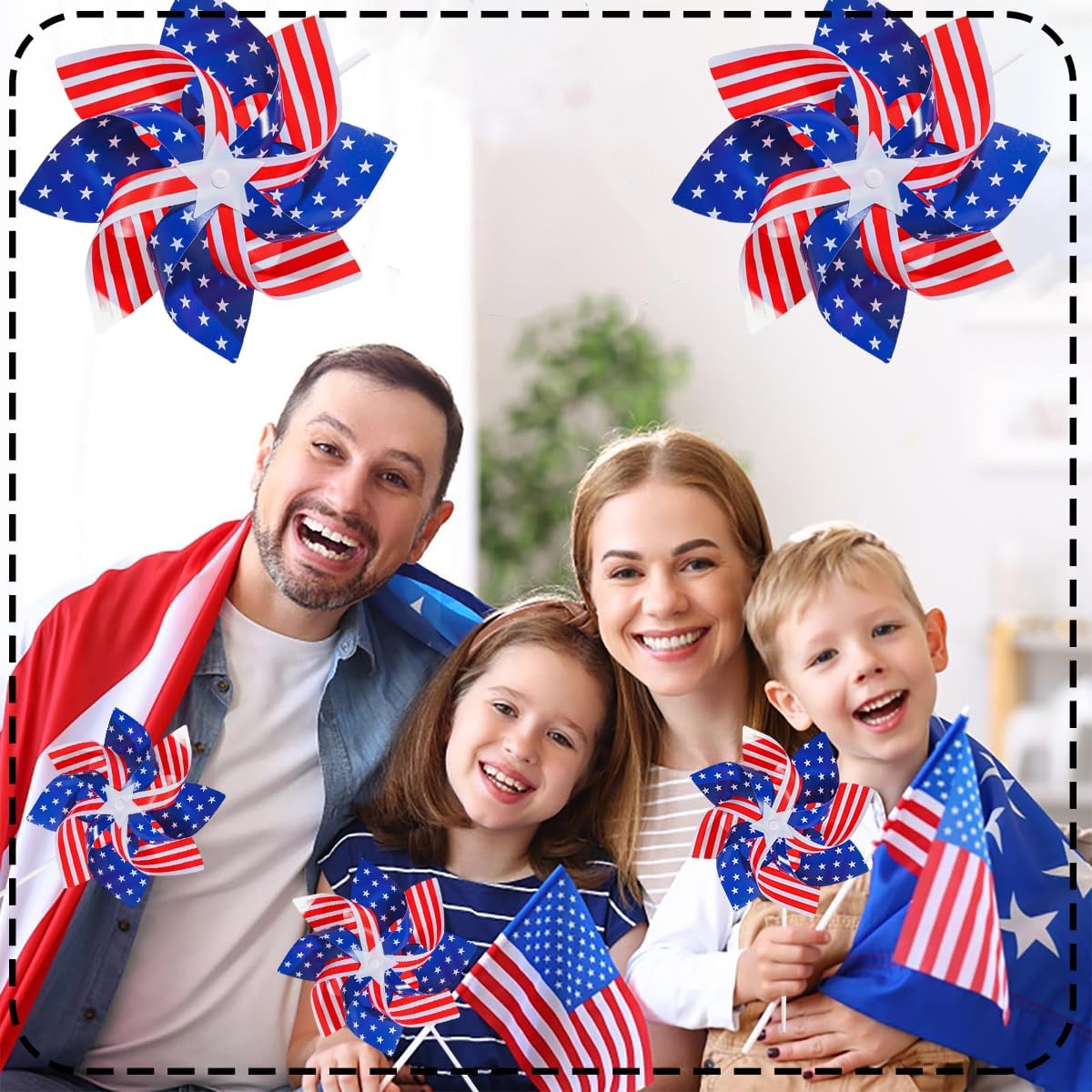 10 Pcs Fourth of July Pinwheels Red White and Blue 4th of July Decorations American Flag Pinwheel Memorial Day Independence Party Supplies Garden Wind Spinners Patriotic Yard Outdoor Decor