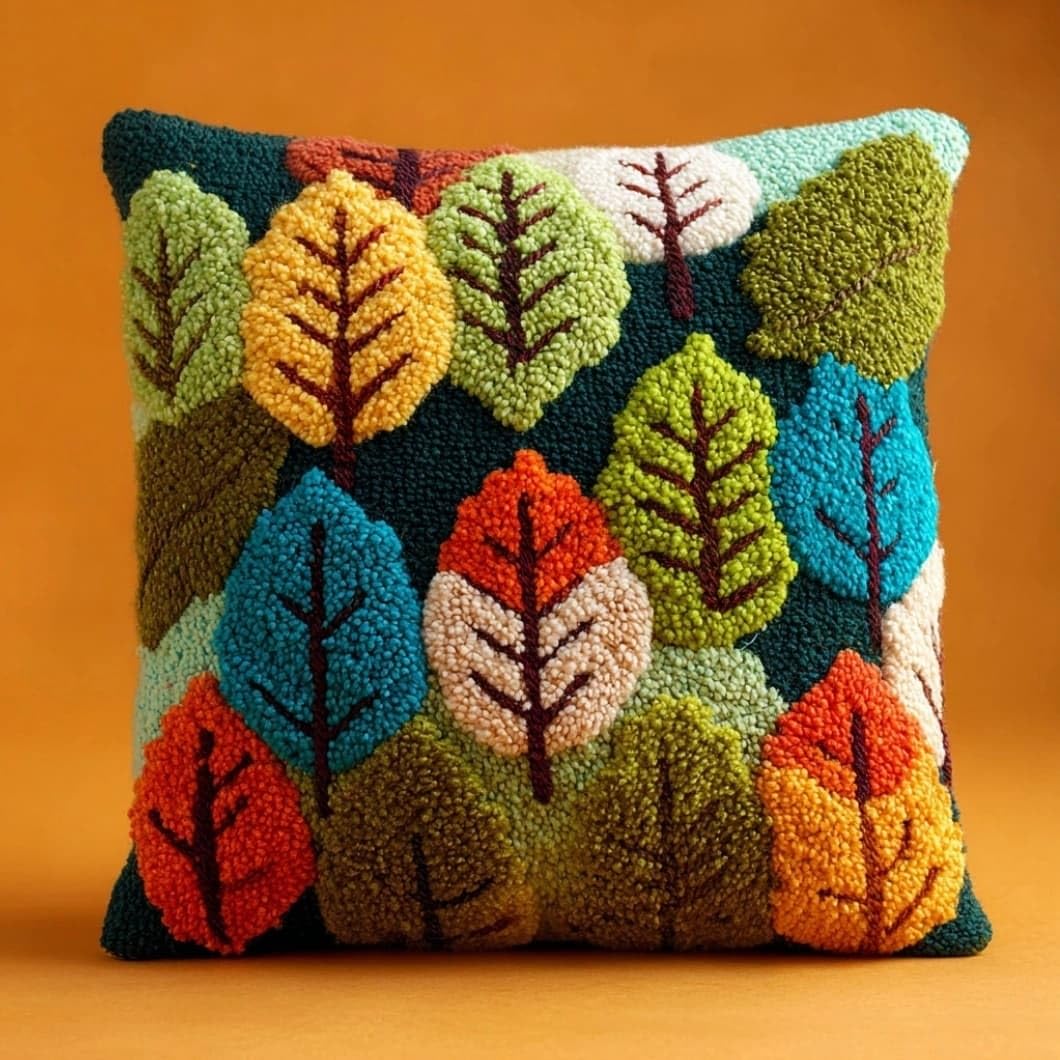 AxiangziK Latch Hook Pillow Kit Leaf Cartoon 43X43Cm