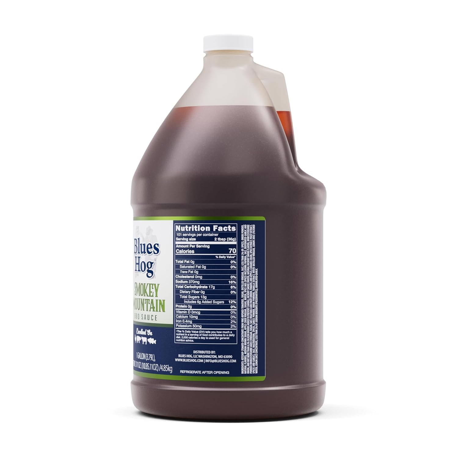 Blues Hog Smokey Mountain Barbeque Sauce, Natural Hickory Smoke BBQ Sauce Gluten-Free, All-Natural, No High Fructose Corn Syrup, Made in the USA, 128 oz