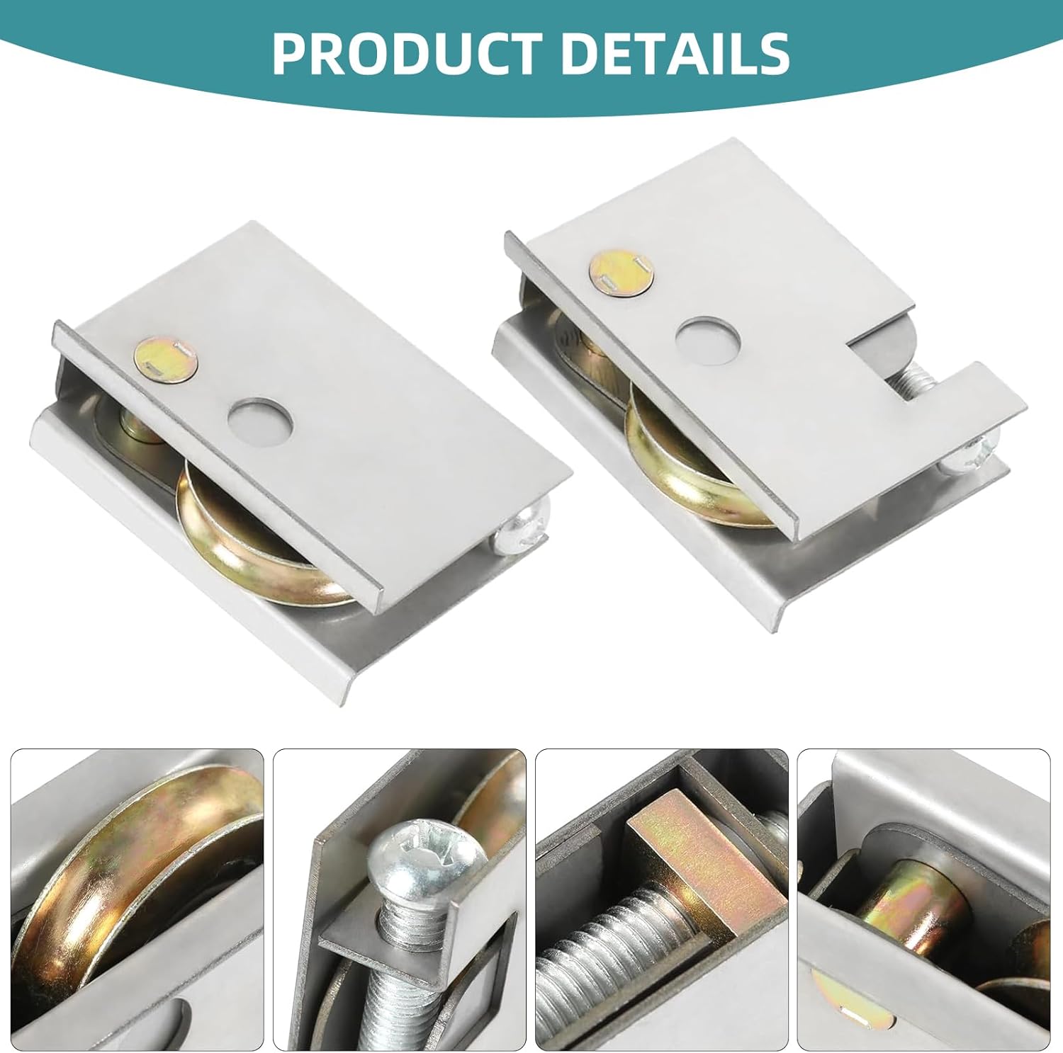 Sliding Patio Door Rollers,1-1/2" Steel Ball Bearing, Edge Adjustable, Stainless Steel Housing W/Flange Compatible with P-Ella Sliding Door Series post-1992, 2 Pack