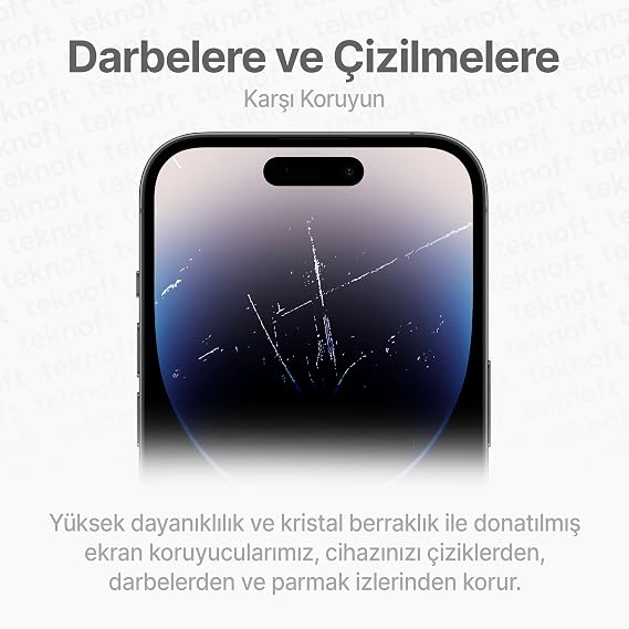 Easy Installation Kit for Teknoft iPhone 14 Pro Smooth Laser Cut Premium Screen Protector Unbreakable Glass That Provides Extra Reinforced Full Protection That Never Leaves Dust Under the Glass When Installing