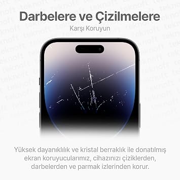 Easy Installation Kit for Teknoft iPhone 14 Pro Smooth Laser Cut Premium Screen Protector Unbreakable Glass That Provides Extra Reinforced Full Protection That Never Leaves Dust Under the Glass When Installing