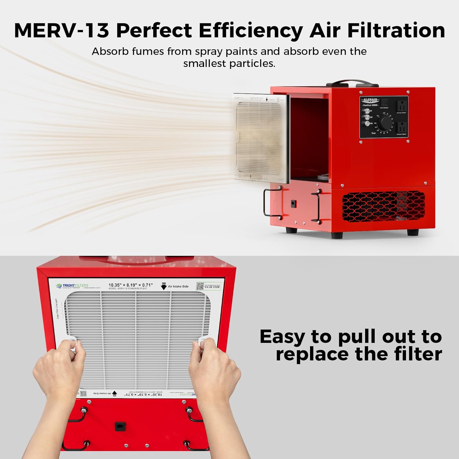 ALORAIR Portable Air Filtration System Built-In Ionizer, 180° Air Intake (850/1050CFM) Tabletop Dust Collector for Woodworking with Vortex Fan, Air Filter for Garage, Works Shop, Home, Purecare 1050IG
