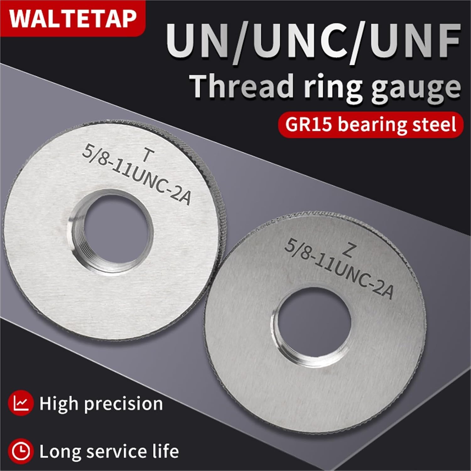 1SET(1*GO+1*NOGO) 2A 0-80~12-32 1l4 5l16 3l8 7I16 1l2 9I16 5I8 11I16 UN/UNC/UNF/UNS/UNEF Standard Fine Thread Ring Gauge(1I2-24UNF-2A)