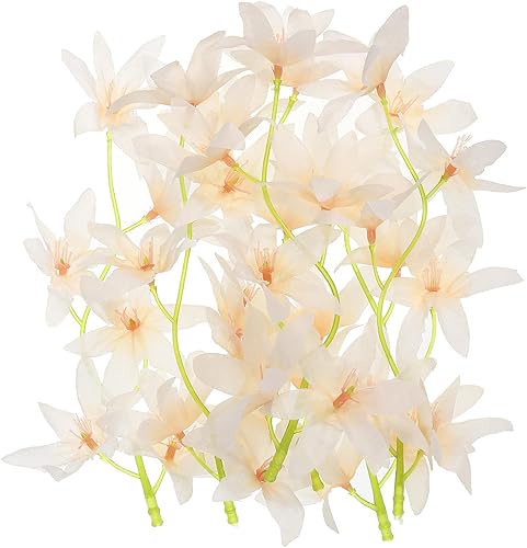 PATIKIL Flor de orquídea artificial de 7 pulgadas, 12 velas flotantes de simulación de florero cilíndrico para decoración del hogar, boda, champán
