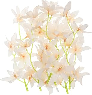 PATIKIL 7 Inch Artificial Orchid Flower, 24 Pcs Floating Candles Simulation Flower Cylinder Vase Fillers for Home Wedding Decoration, Champagne