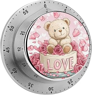 Bear Cake Timer Mini Kitchen Timer Round Countdown Digital Timers Loud Alarm Clock for Cooking