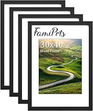 4Pack 30x40 Picture Frame, 30x40 Photo Frames, with 11.3x7.8 inch Mount | Dual Orientation (Landscape/Portrait), Includes Wall Hooks - Wall Mount for Home, Office, Gallery-Black