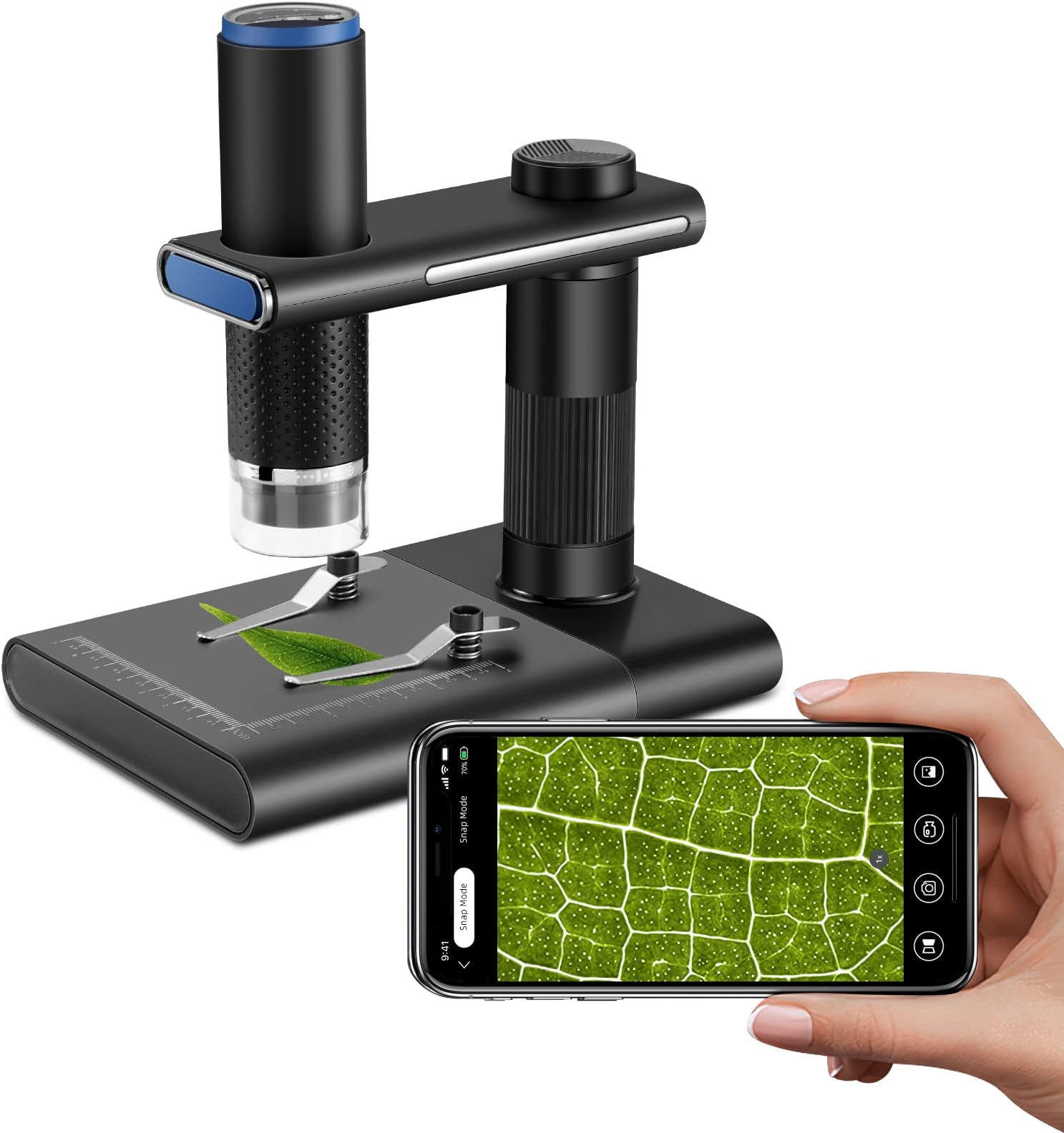 Koolertron Wireless WiFi Digital USB Microscope,Portable USB Digital Microscope Camera with 1000x Magnification 1080P HD 2MP and 8 LED Adjustable Light for iPhone, iPad, Android Phone, Windows, Mac