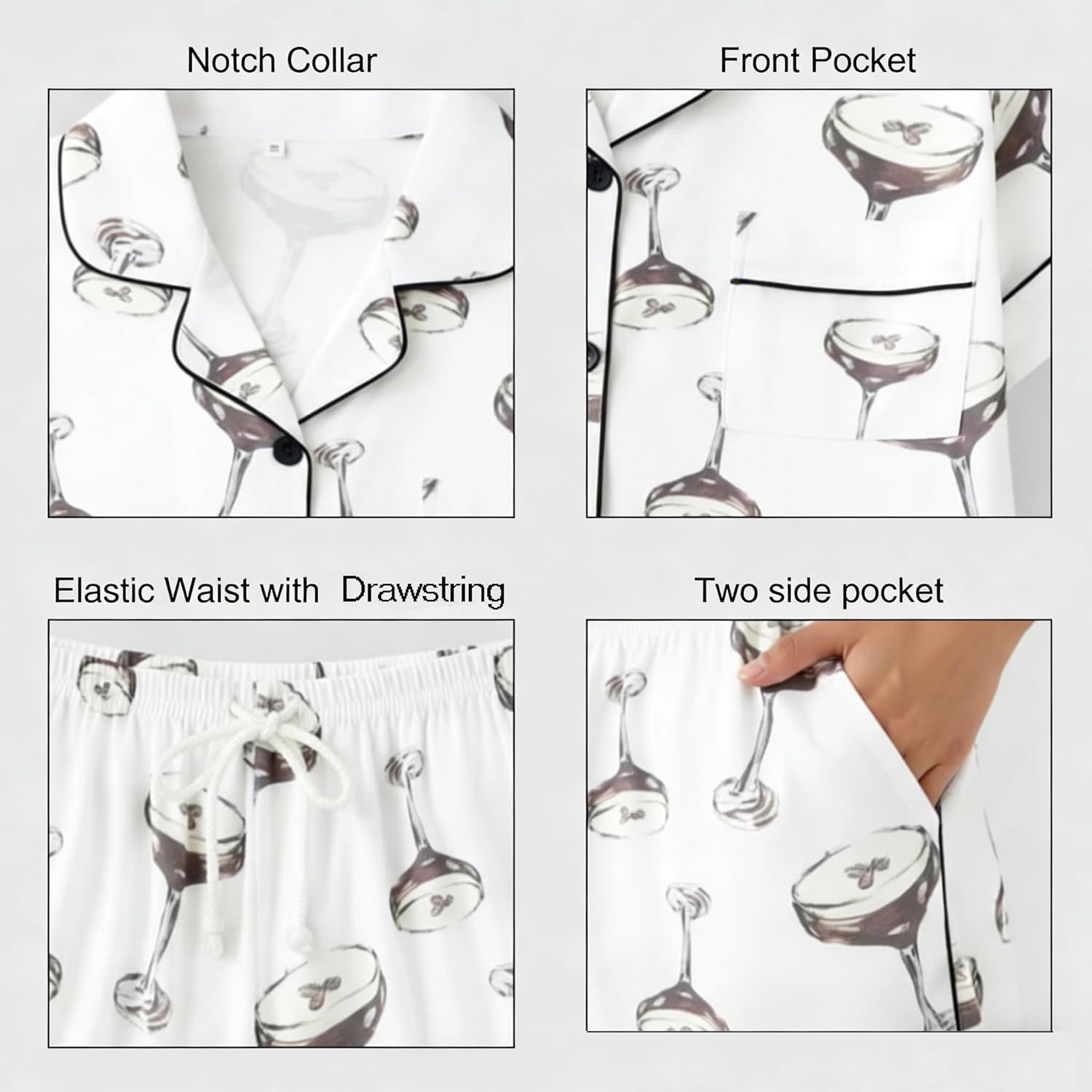 Pajamas for Women Set Shorts Silk Satin Lightweight Summer 2 Piece Lounge Pjs Matching Button Down Short Sleeve Top - Image 5