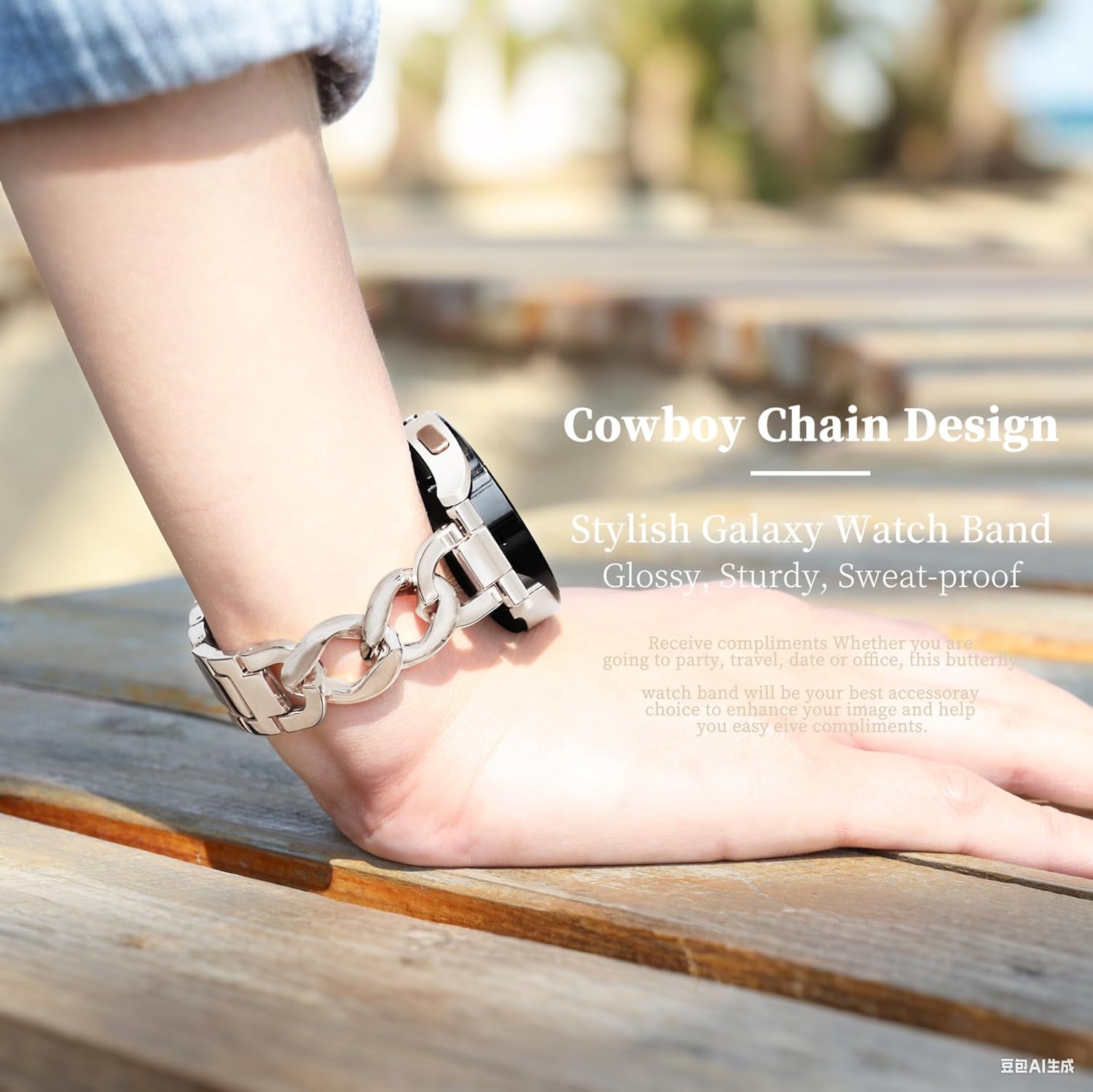 Galaxy Watch 7 6 5 4 FE Band 20mm Watch Band for Samsung Watch 4 5 6 7 FE Bands 40mm 44mm, Women Metal Band for Watch 6 4 Classic/5 Pro/3 41mm/Active 2-Cream - Image 5