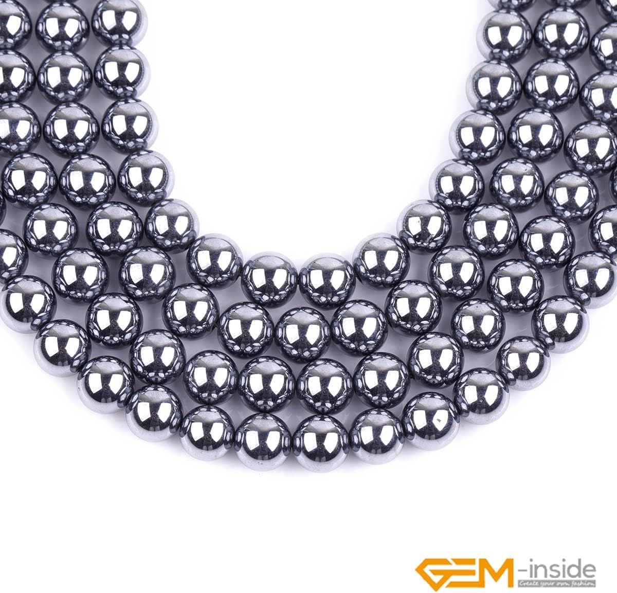 GEM-Inside 8mm AAA Grade Polished Smooth Silver Gray Shine Terahertz Spacer Beads for Jewelry Making Full 15" Strand Power Energy Healing Chakra Stone Beads image 4