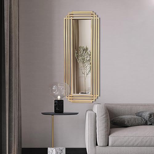 Miniatura 3 de Espejo rectangular moderno, espejo de tocador para sobre el fregadero, espejos de pared de arte geométrico de 42 x 16 pulgadas, espejos decorativos