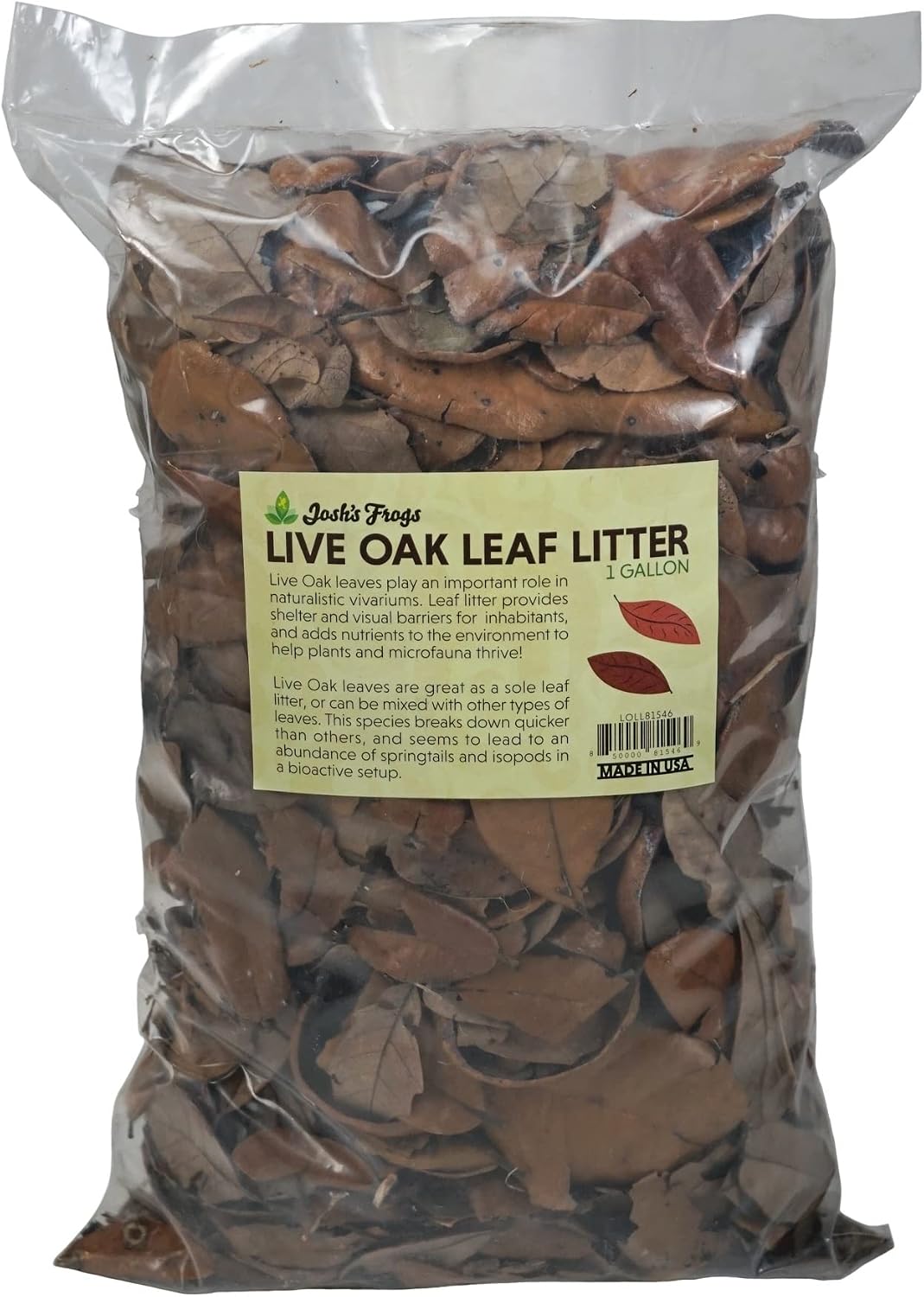 Josh's Frogs Organic Live Oak Leaf Litter USA Collected (1 Gallon/ 500 Leaves)