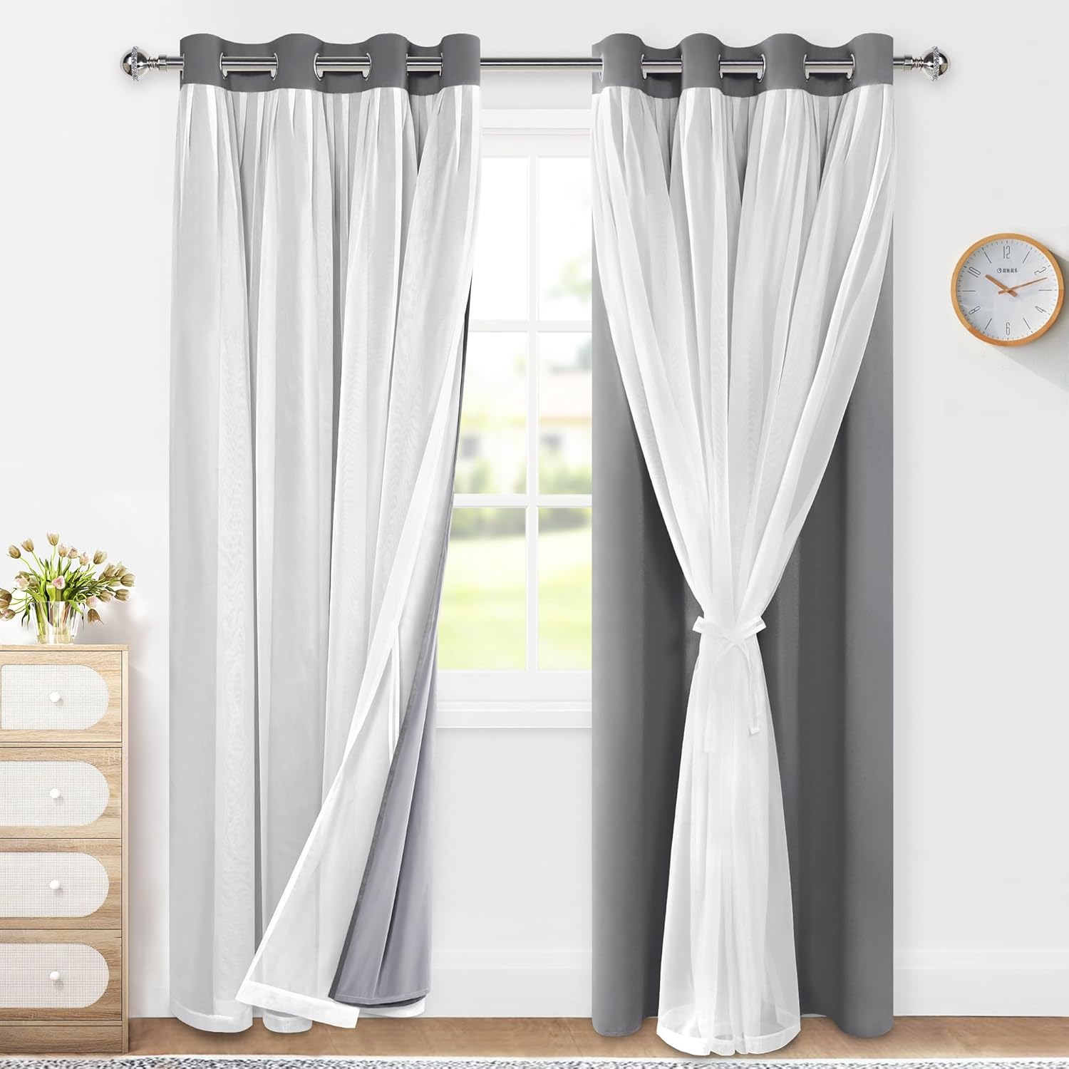 XWZO 100 Blackout Double Layer Curtains, Blackout Curtains