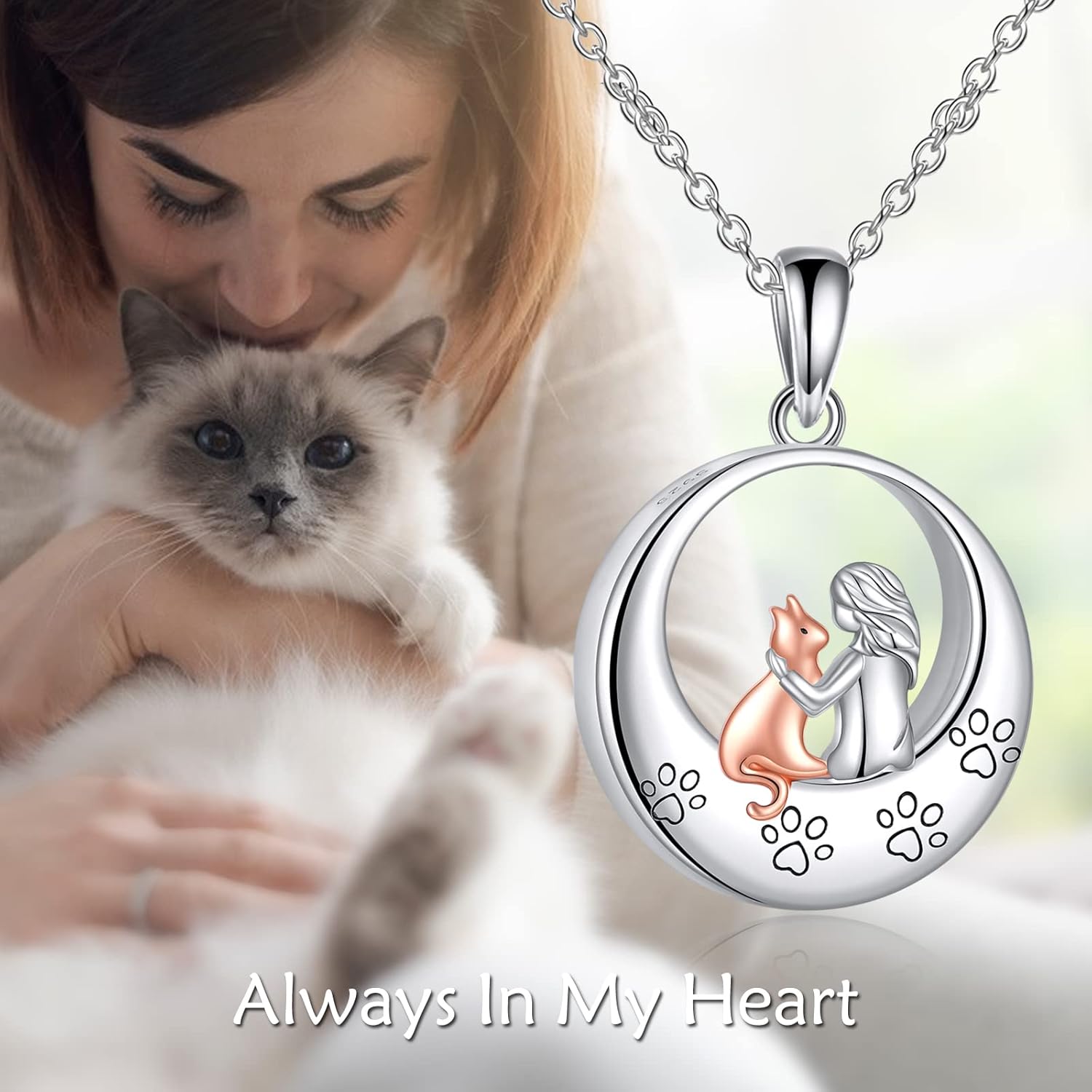TIGER RIDER Sterling Silver Dog/Cat Urn Necklace for Ashes Dog/Cat Memorial Keepsake Cremation Jewelry Gifts for Women Pet Lovers