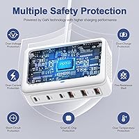 Vista 3 de USB C Fast Charger,100W GaN 6 Port Type USB C Charging Station Hub Block USBC Wall Charger Power Strip Adapter Plug Cube Brick USBC USB A for iPad