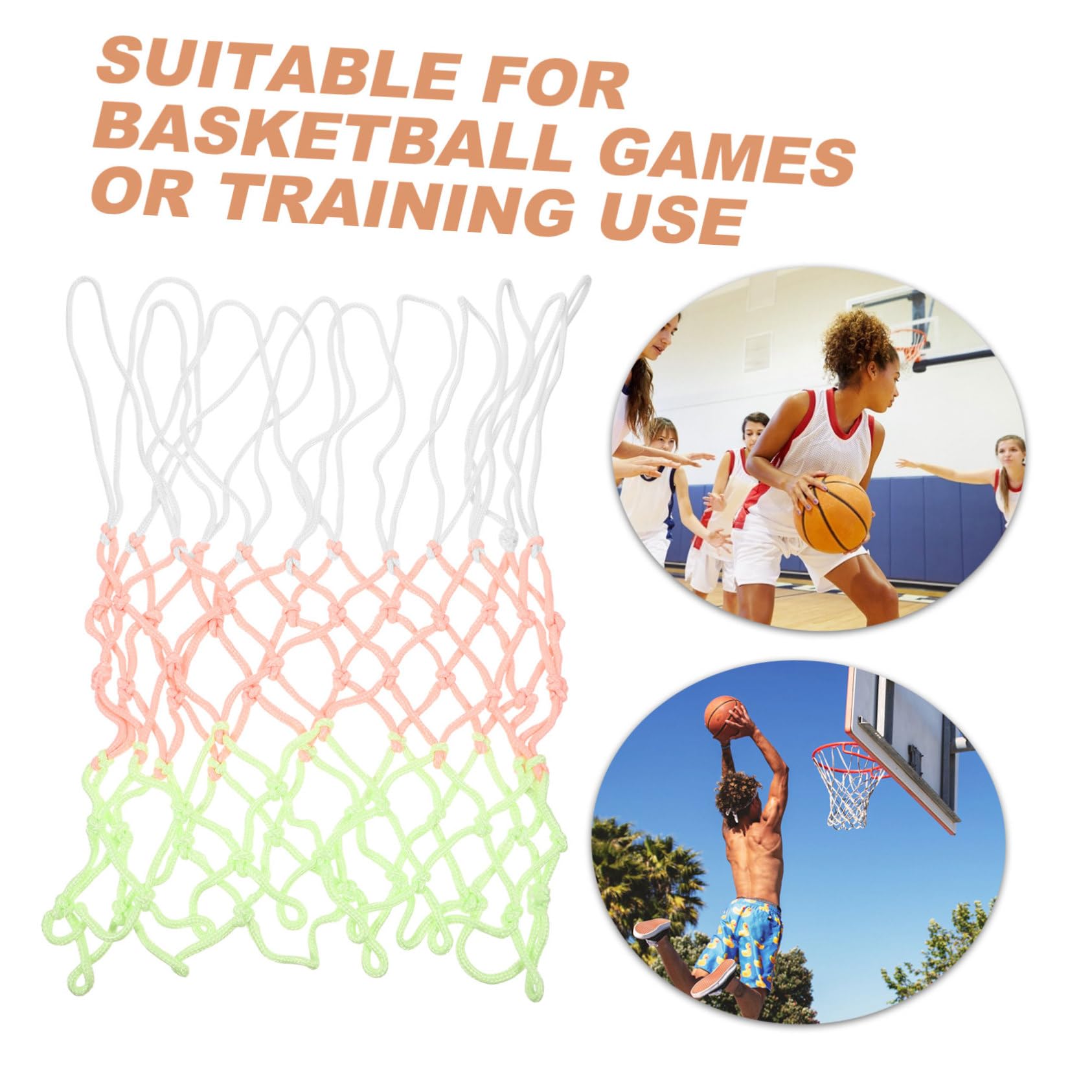 CORHAD Glow Dark Basketball Net Luminous Outdoor Basketball Frame Netting for Use Easy Installation Present for Fans Compatible with Standard Hoops