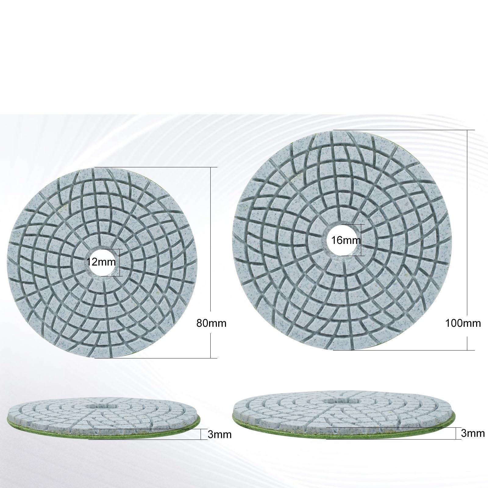 Disco abrasivo de pulido de diamante de 3 y 4 pulgadas for pulir mármol, granito, pisos de concreto y encimeras.(500,10 PCS_3 INCHES)