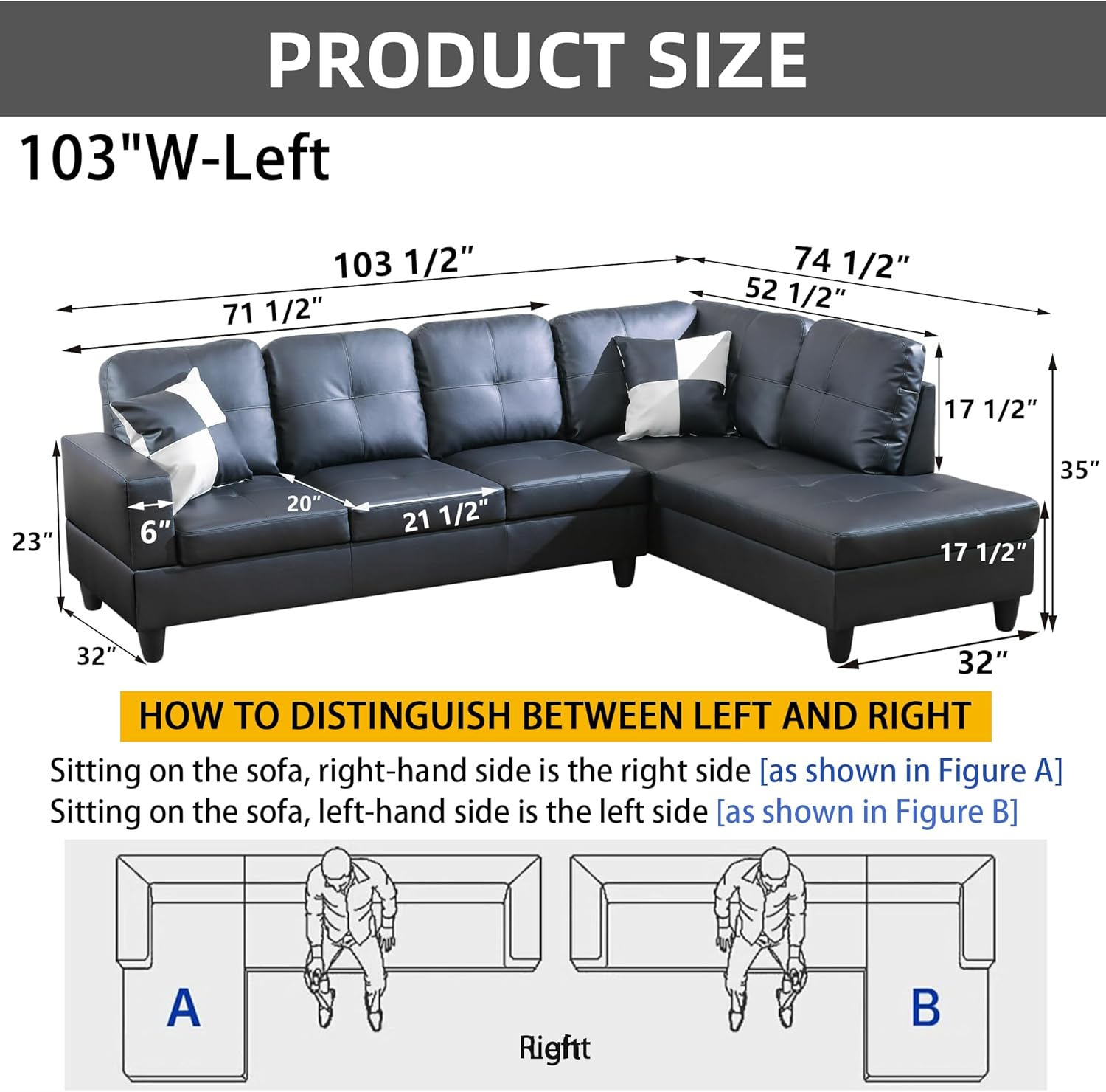 L-Shaped Combination Sofa Set, Luxurious Synthetic Leather Living Room Sofa, Suitable for Living Rooms, Bedrooms, Apartments, and Offices